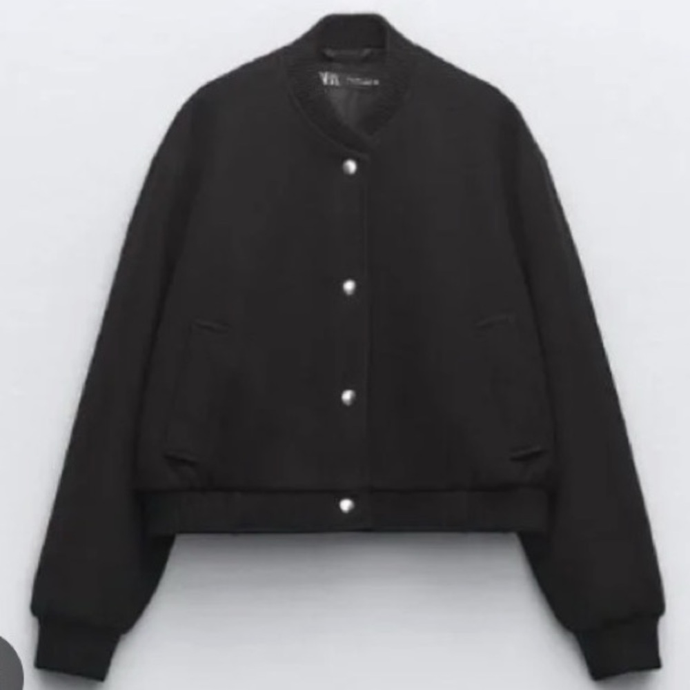 Zara Women’s  Black Bomber Jacket